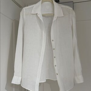120% Lino Italian Linen White Women's Button Down Shirt